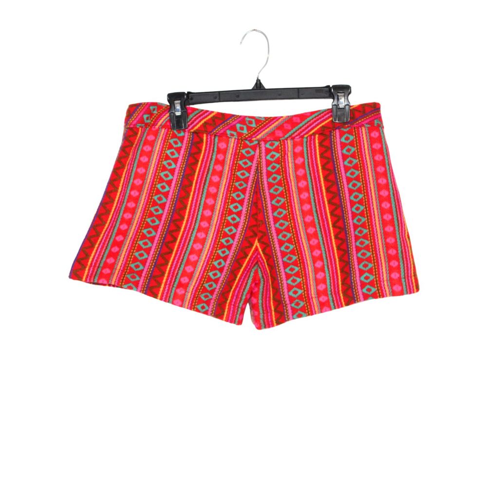 Judith March women's shorts size L red knit geometric design bohemian 3.5in